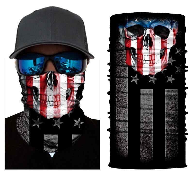 USA Flag Skull Motley Tube, Polyester, One Size, Black - American Legend Rider