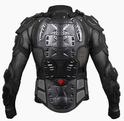 The back view of a Motorcycle Protective Armor Jacket, featuring high-impact polyethylene EVA for biker safety gear. The Motorcycle Protective Armor Jacket is a great choice for bikers seeking reliable safety gear.