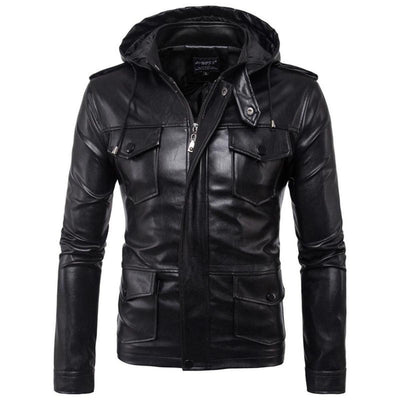 Hooded Leather Jacket - American Legend Rider