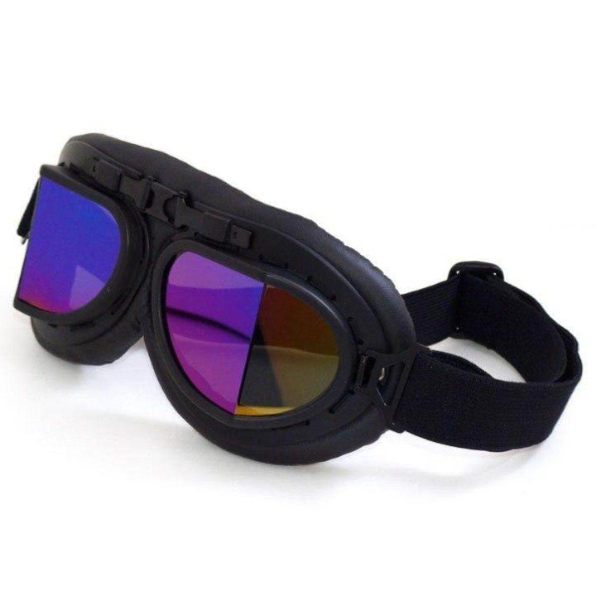 Retro Anti-Fog Motorcycle Goggles, One Size, Black Frame - American Legend Rider