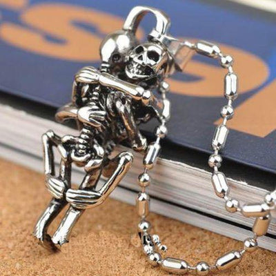 Infinity Skull Couple Necklace Hug Lover Necklace, Stainless Steel - American Legend Rider