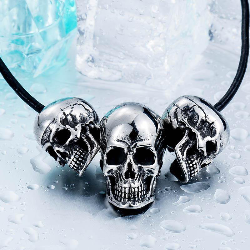 Stainless Steel Rock Punk 3 Skulls Pendant Necklace - American Legend Rider