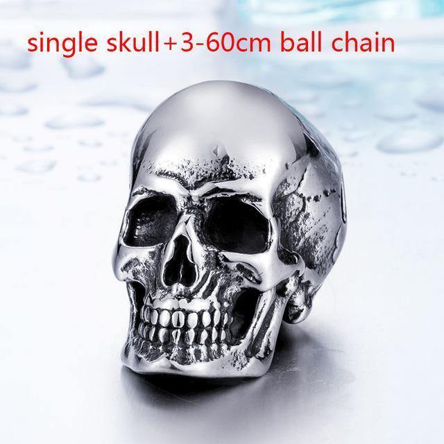 Stainless Steel Rock Punk 3 Skulls Pendant Necklace - American Legend Rider