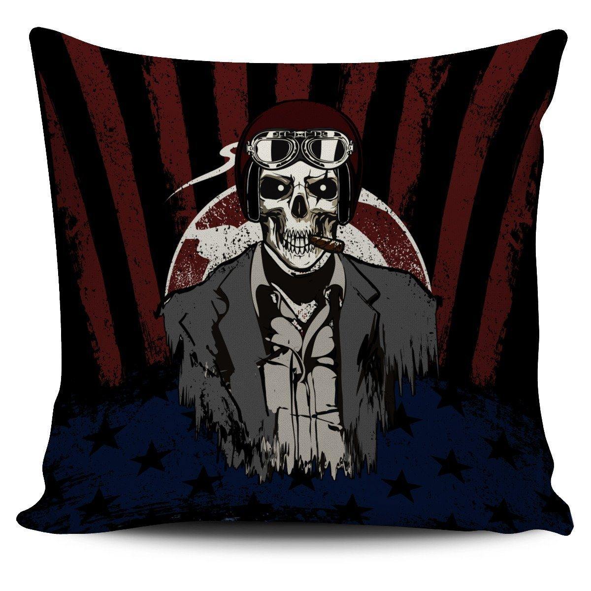 USA Skull Pillow Cover - American Legend Rider
