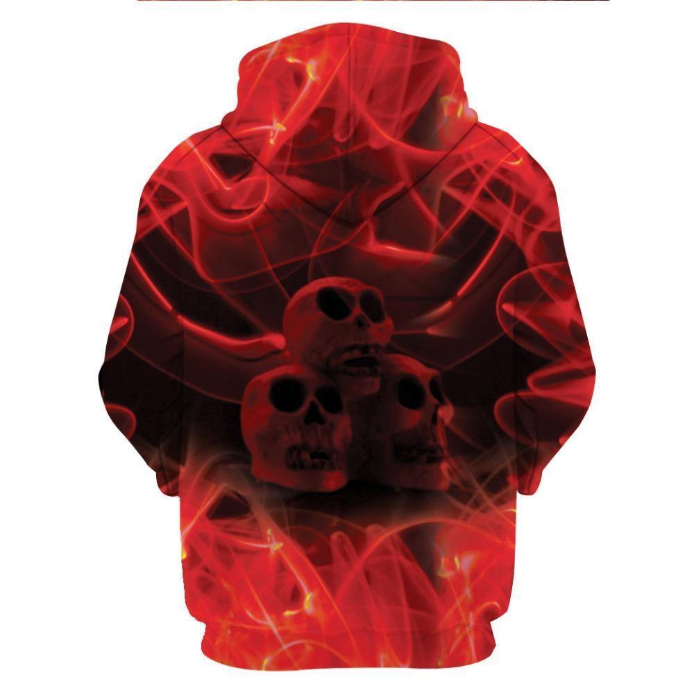 3D Dragon & Skull Hoodie, Polyester/Spandex, Red/Black - American Legend Rider
