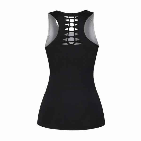 Women's Skull Tank Top, Polyester/Spandex, Black with Human