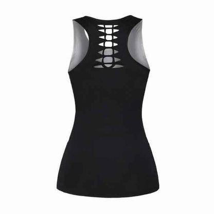 Women's Skull Tank Top, Polyester/Spandex, Black with Human Skull Print - American Legend Rider