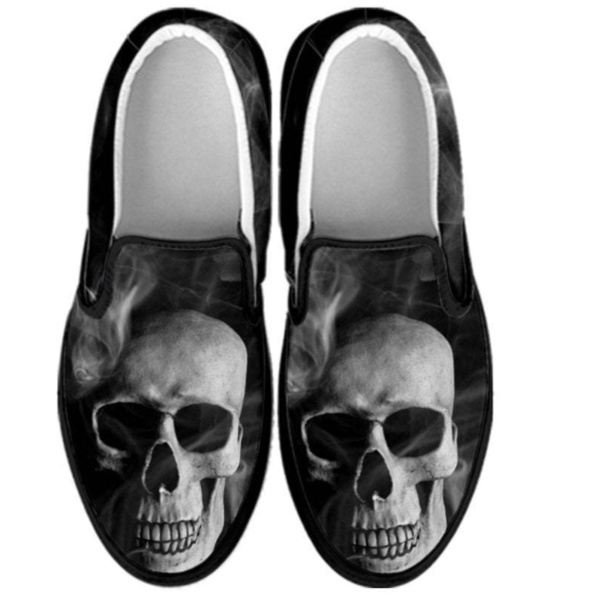Smoked Skull Slip-On Shoes, Canvas, Black
