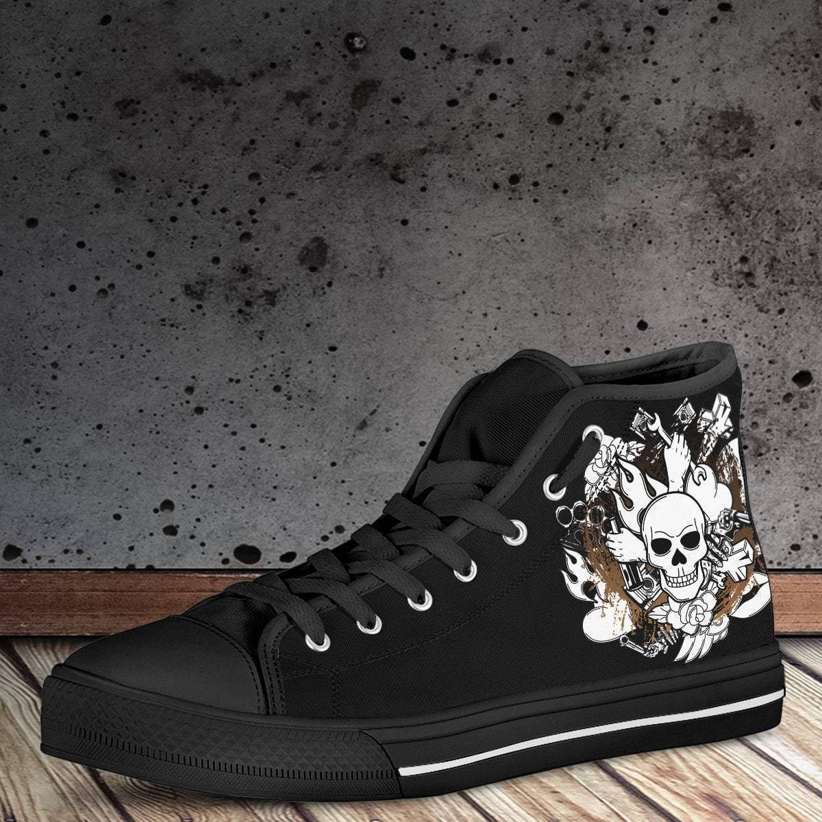 Seamless Skull High Top Shoes - American Legend Rider