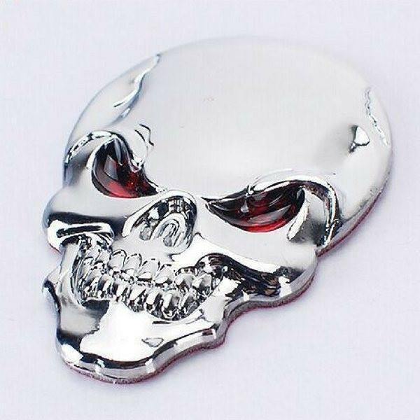 3D Skull Metal Sticker, Zinc Alloy, 2 x 1.3 in - American Legend Rider