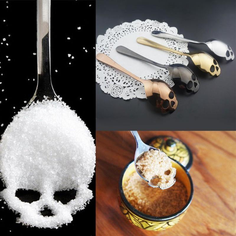Stainless Steel Skull Spoon for Tea Coffee, 5.9 x 1.3 x 0.1 in - American Legend Rider