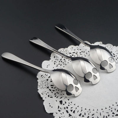 Stainless Steel Skull Spoon for Tea Coffee, 5.9 x 1.3 x 0.1 in - American Legend Rider