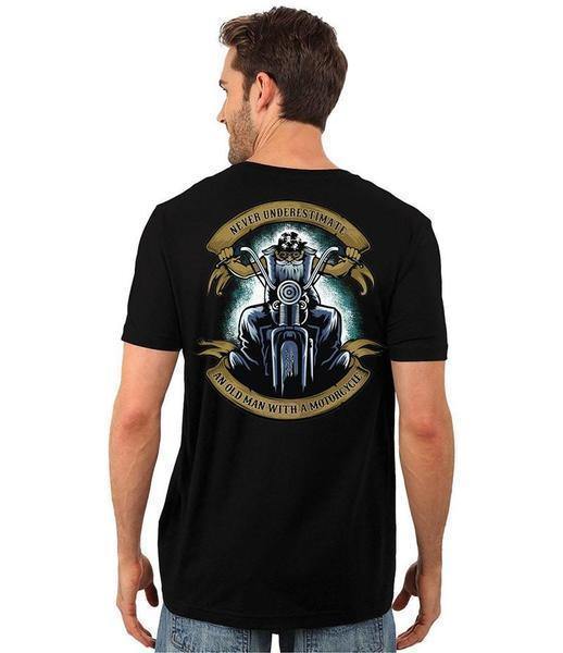 Never Underestimate an Old Man with a Motorcycle T-Shirt - American Legend Rider