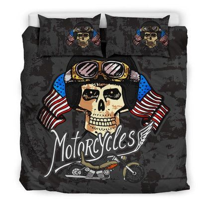 Motorcycles Skull Bedding Set - American Legend Rider