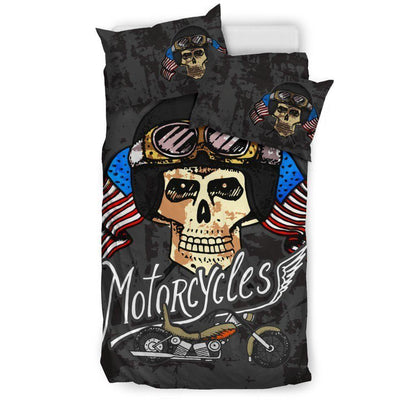 Motorcycles Skull Bedding Set - American Legend Rider