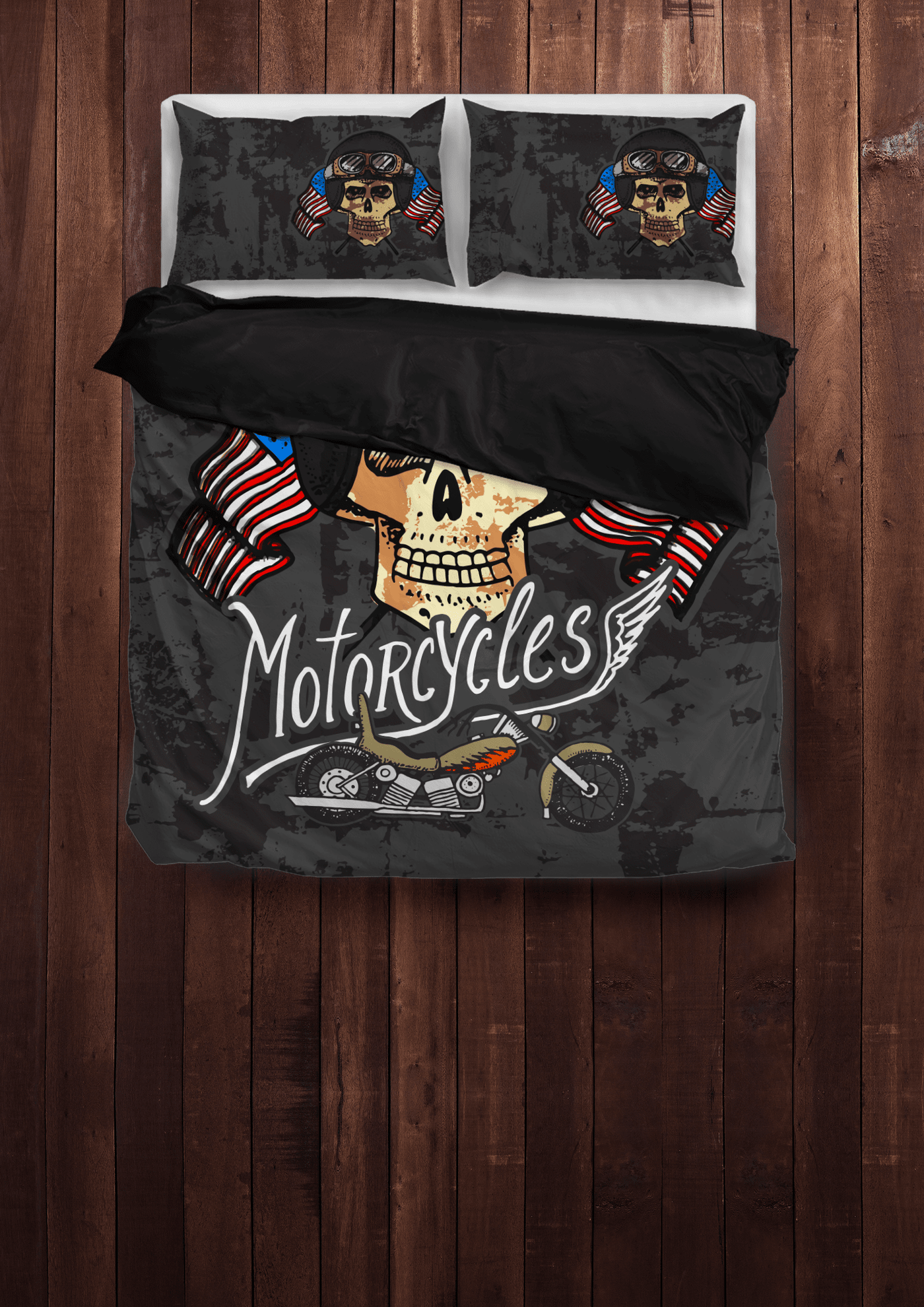 Motorcycles Skull Bedding Set - American Legend Rider