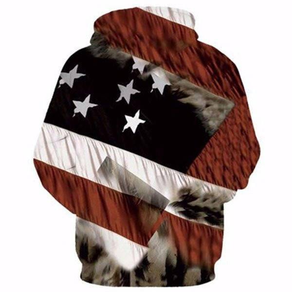 American Flag Eagle 3D Print Hoodie Pullover Sweatshirt - American Legend Rider