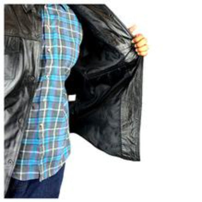 Vance Leather High Mileage Men's Black Naked Cowhide Leather Shirt