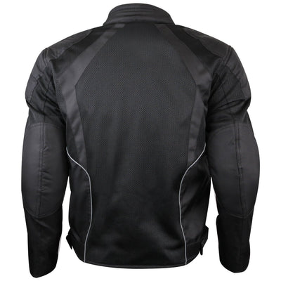 Vance Leather Men's Black Mesh Motorcycle Jacket with CE Armor