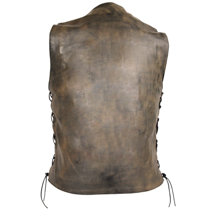 Vance Leather High Mileage Men's Distressed Brown 10 Pocket Vest