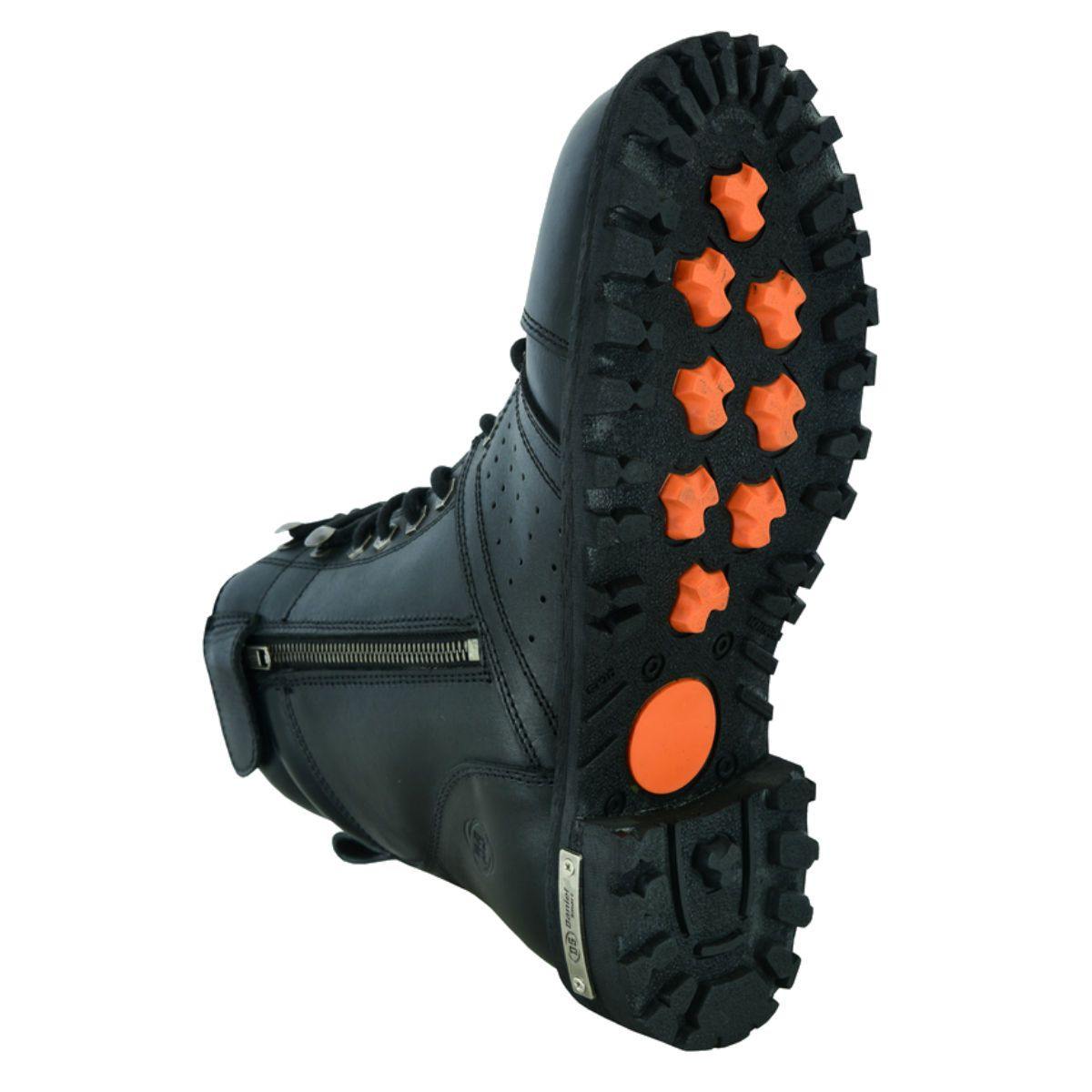 Daniel Smart Men’s 6’’ Side Zipper Plain Toe Black Leather Boots w/ Perforation - American Legend Rider