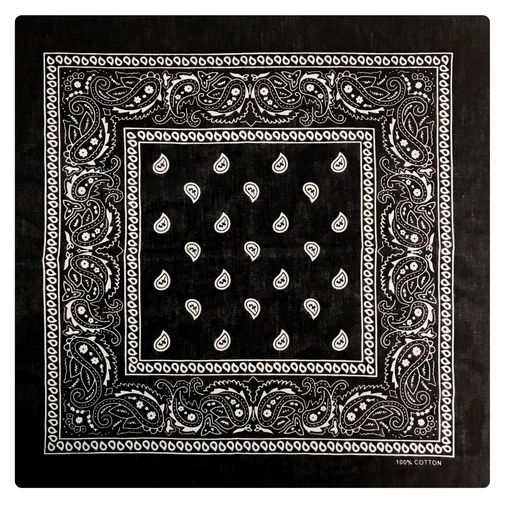 Hot Leathers Classic Black & White Paisley Bandana - American Legend Rider