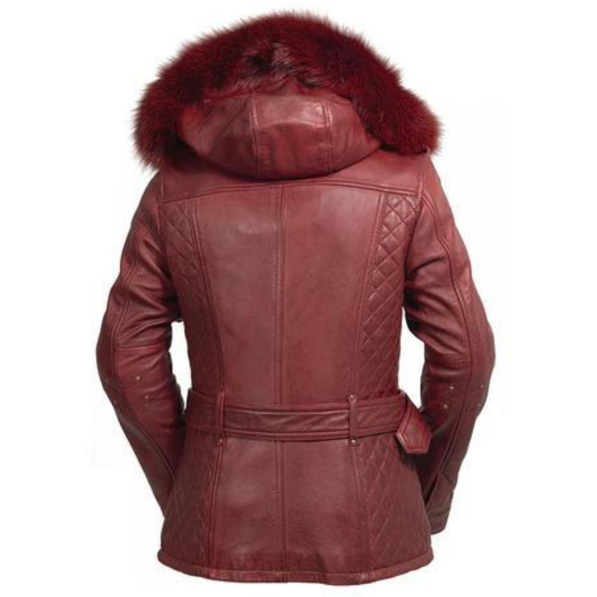 First Manufacturing Elle - Motorcycle Leather Jacket w/ Fox Fur Collar - American Legend Rider