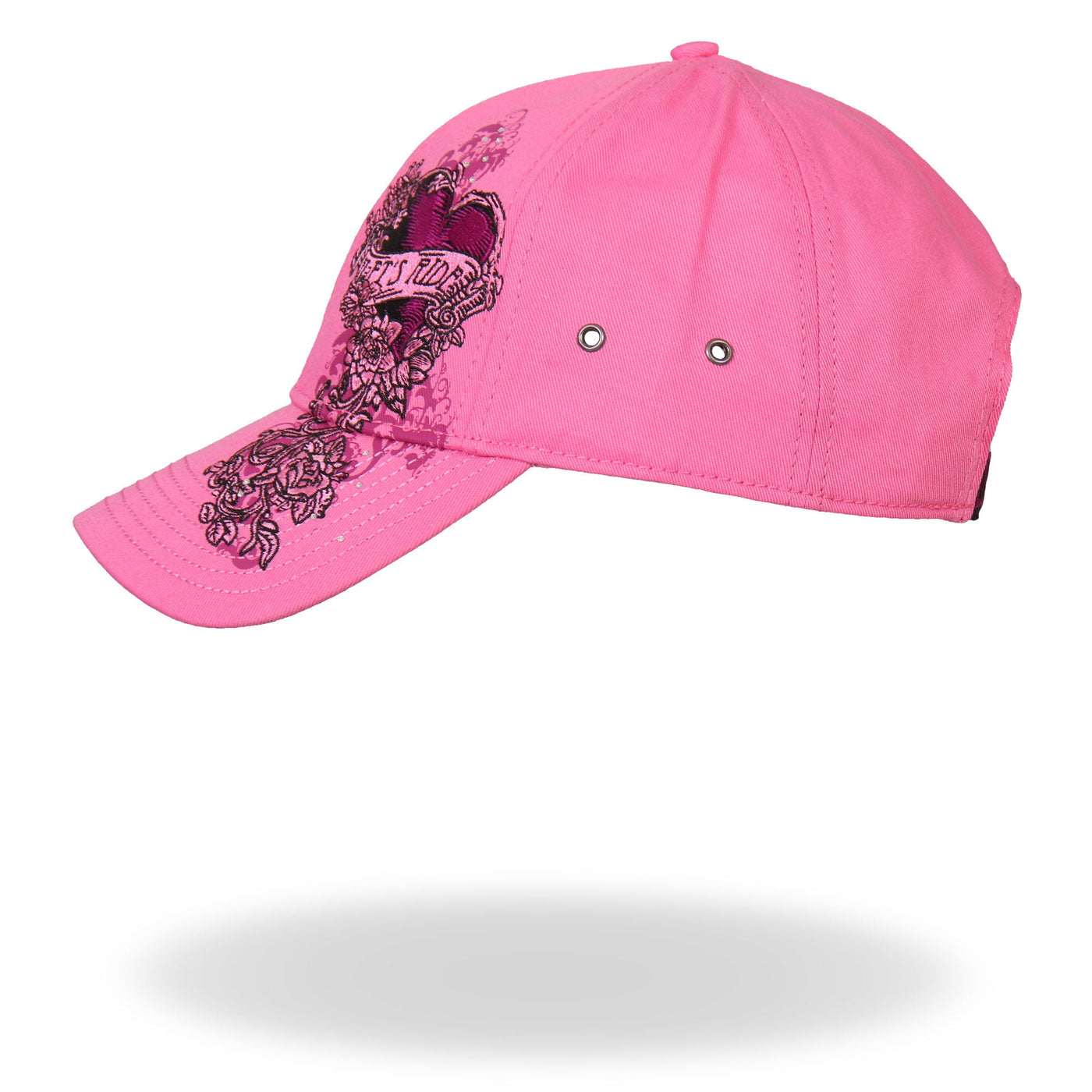 Hot Leathers BCA1043 Ladies Let's Ride Heart Pink Ball Cap