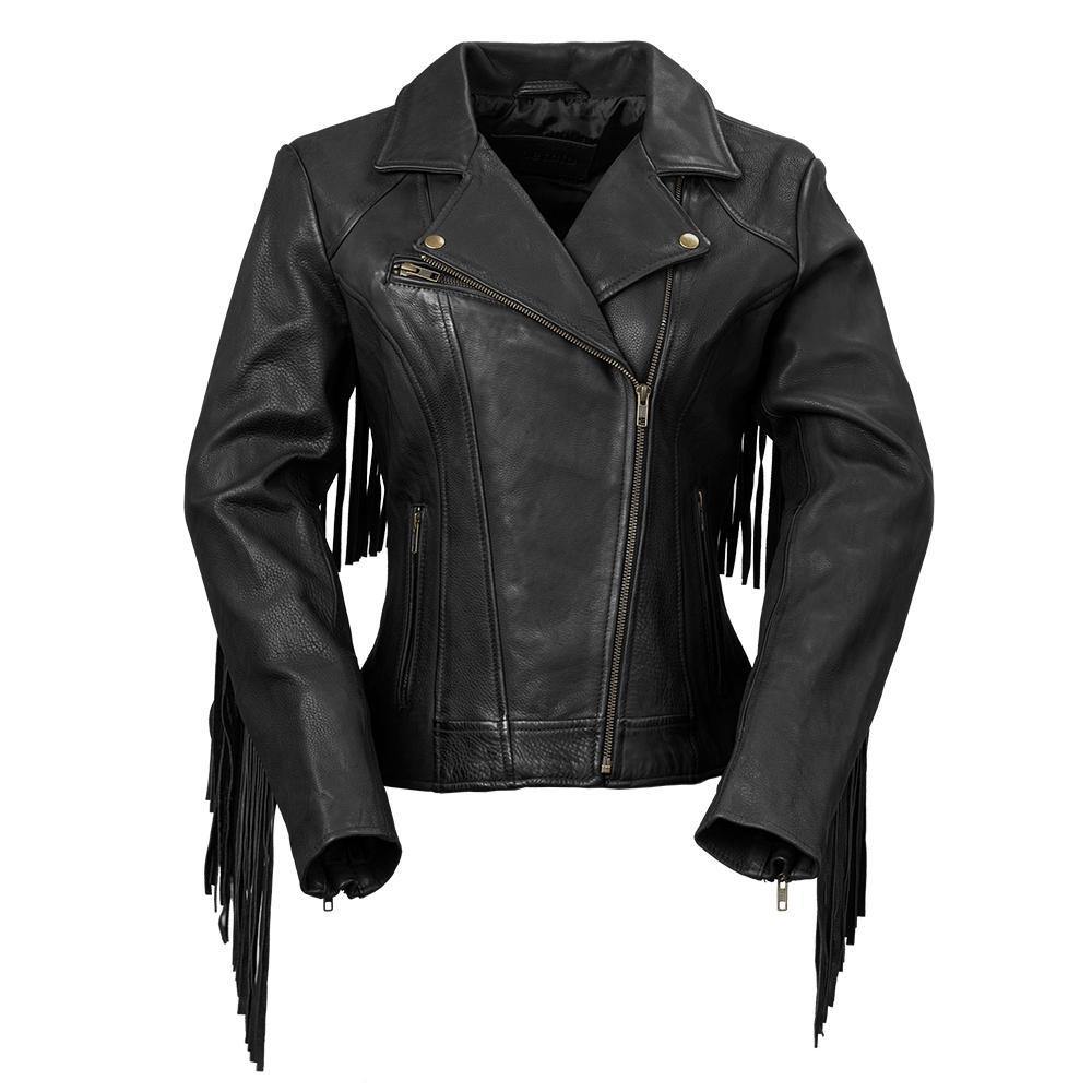 First Manufacturing Daisy - Women's Fringe Motorcycle Leather Jacket - American Legend Rider