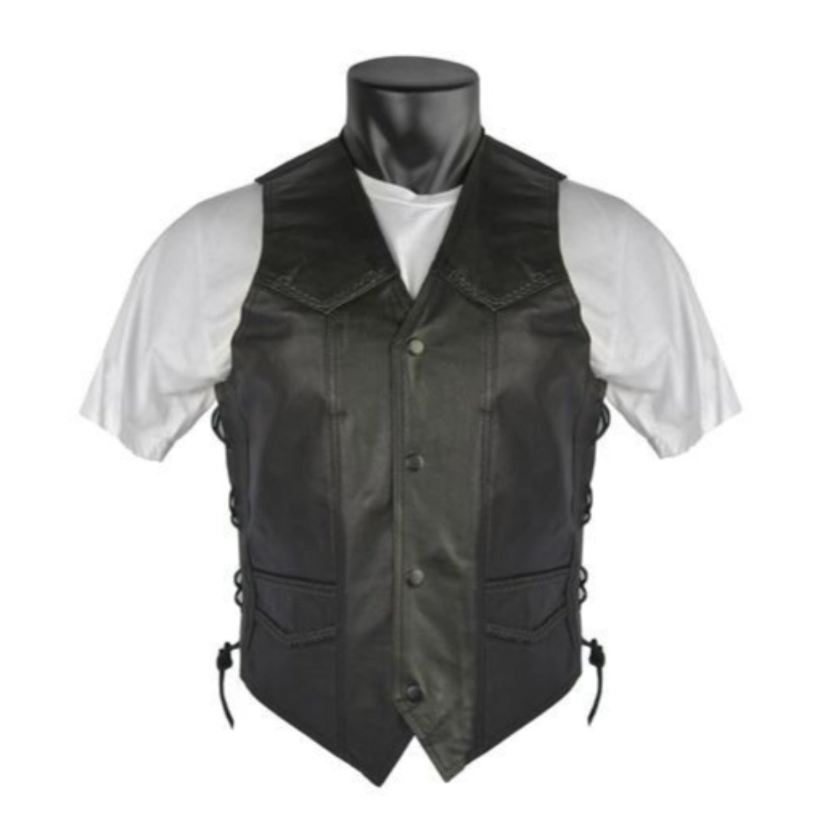 Vance Leather Men's Premium Lace Side Braid Vest with Single Seam Back