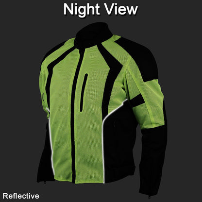 Vance Leather Men's Hi-Vis Mesh Motorcycle Jacket with CE Armor