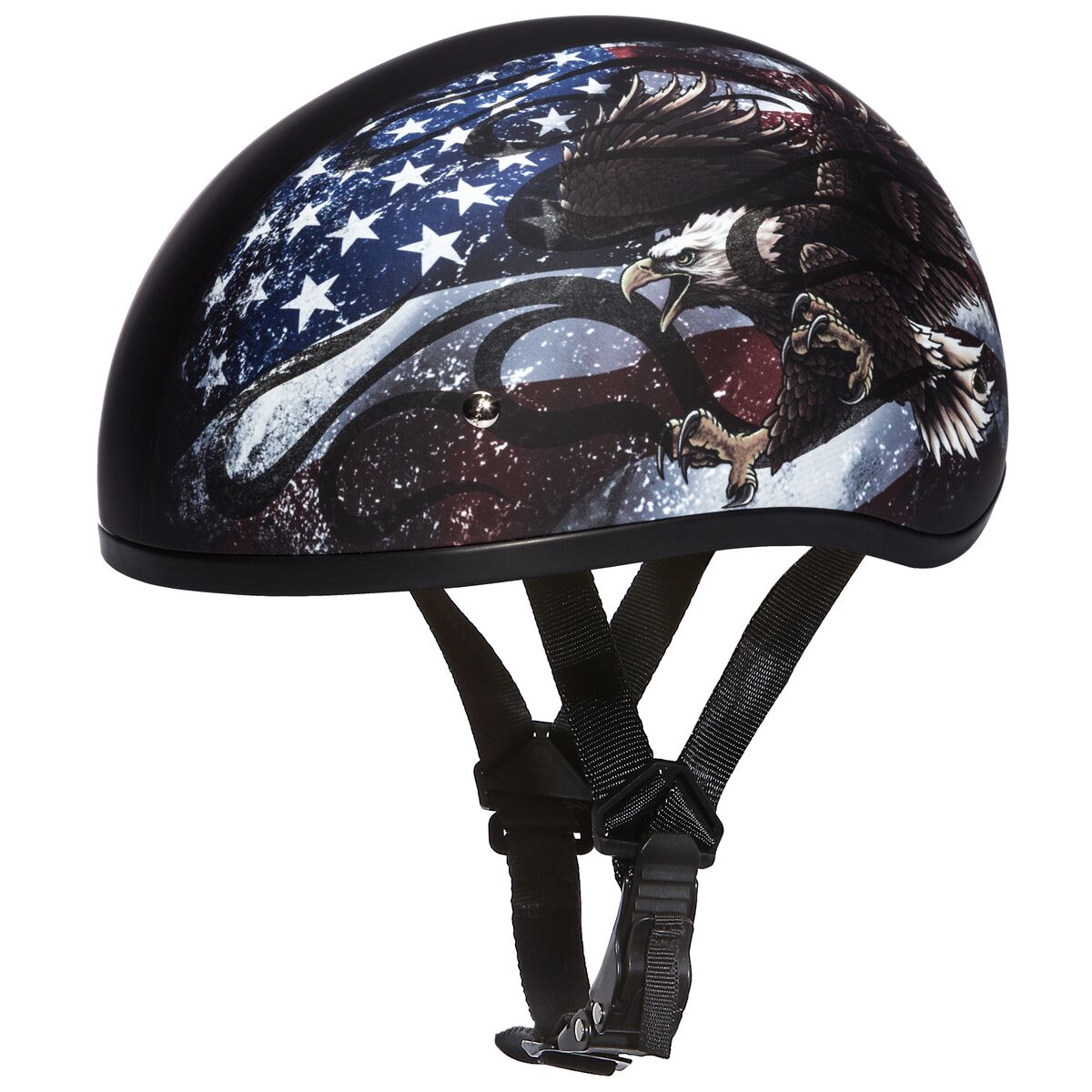 Daytona D.O.T. USA Flag Skull Cap 1/2 Shell Motorcycle Helmet - American Legend Rider