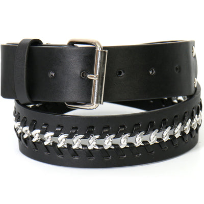 Hot Leathers BLA1026 Center Weave Black Leather Belt