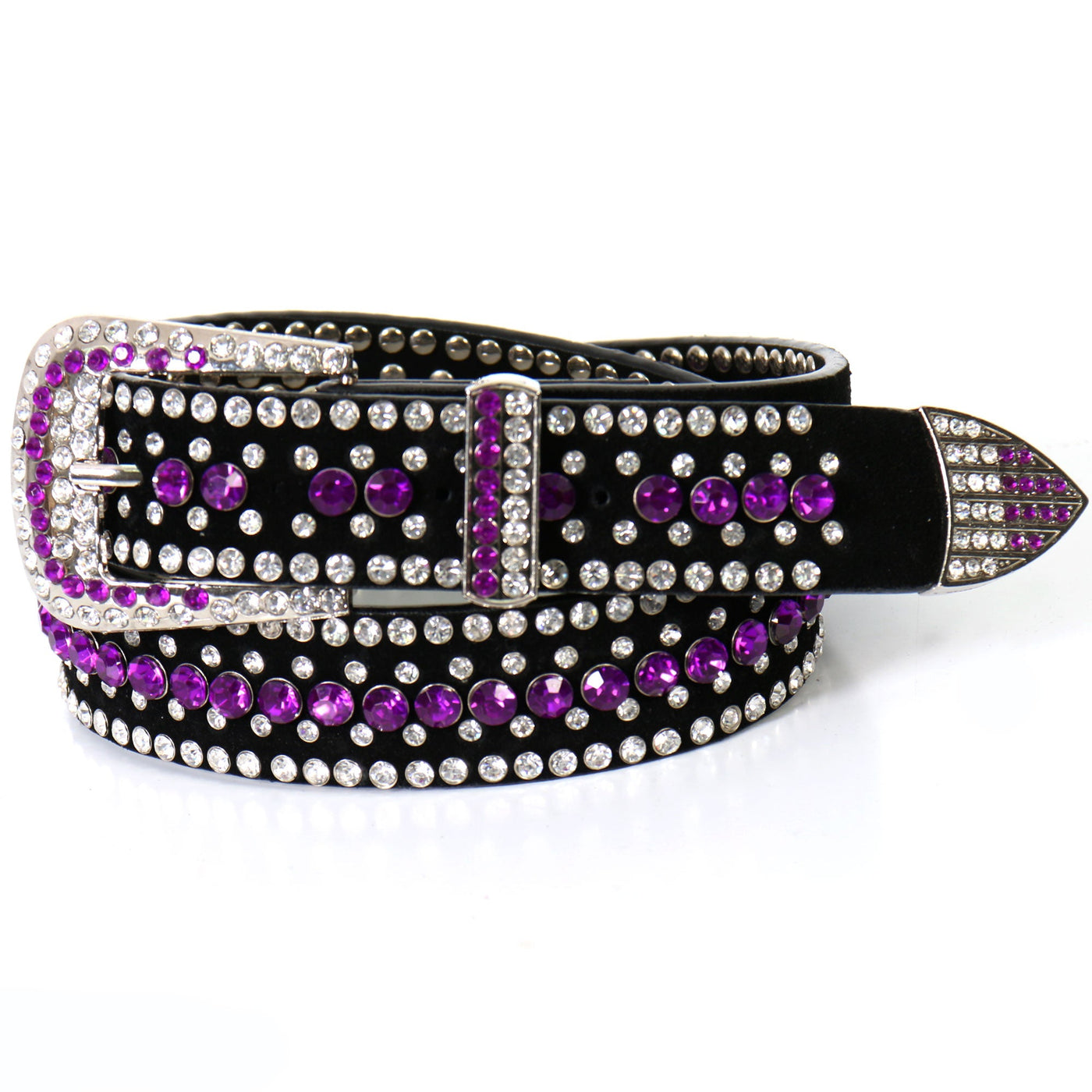 Hot Leathers Ladies Purple Rhinestone Leather Belt BLA1082