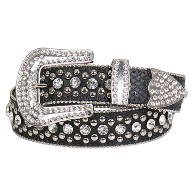 Hot Leathers Ladies Round Rhinestones and Studs Leather Belt