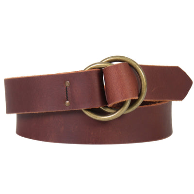 Hot Leathers Brown Genuine Leather Belt with Double D Ring Buckle