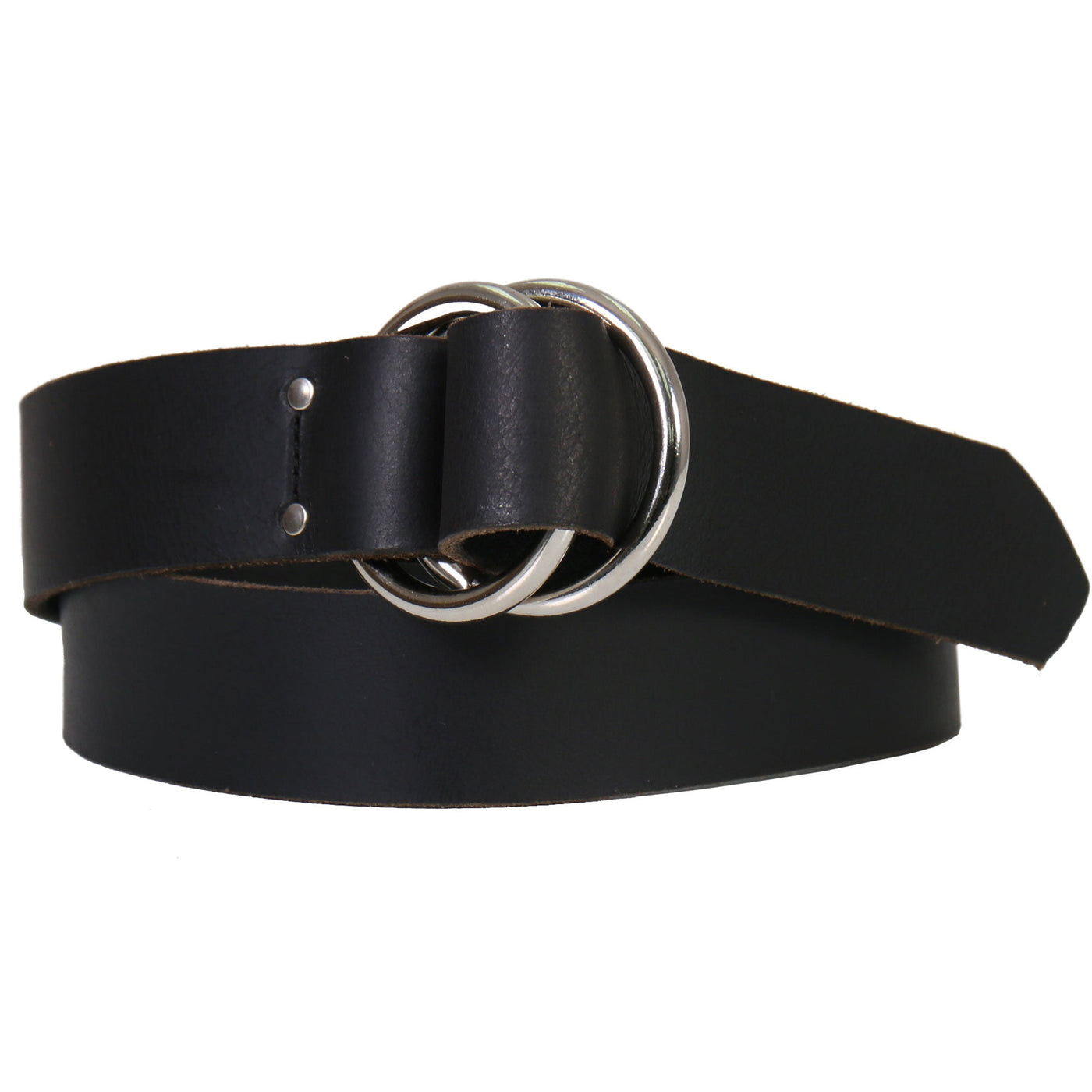 Hot Leathers Black Geninue Leather Belt with Double D Ring Buckle