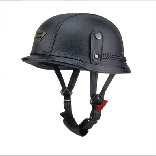 An All-Weather Rider's Combo: Full Face Balaclava and Retro Half Shell Helmet with an adjustable strap.