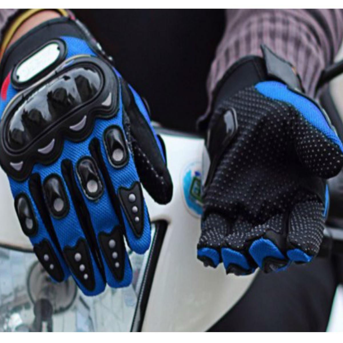 A pair of Alr™ Pro-Biker Series Waterproof Motorcycle Gloves on a motorcycle.