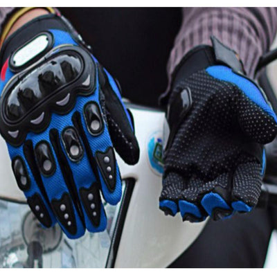A pair of Alr™ Pro-Biker Series Waterproof Motorcycle Gloves on a motorcycle.