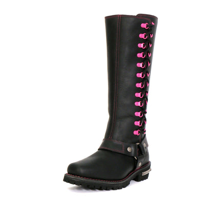 Hot Leathers Women's 14" Knee High Harness Boots With Side Zipper - American Legend Rider