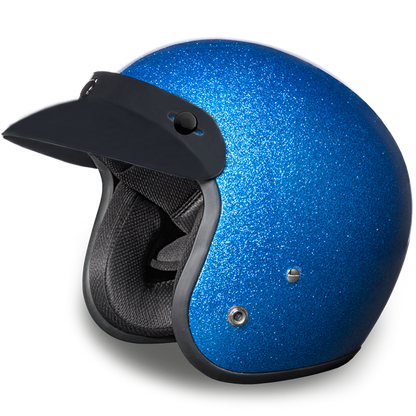 Daytona D.O.T. Cruiser Blue Metal Flake Motorcycle Open Face Helmet - American Legend Rider