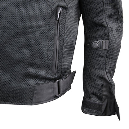 Vance Leather Men's Black Mesh Motorcycle Jacket with Insulated Liner and CE Armor