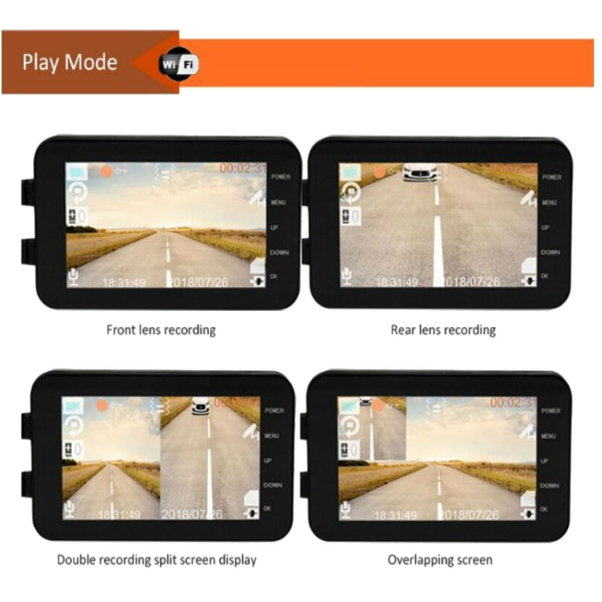 4 in 1 compact Motorcycle Dual Lens Dash Camera Video Recorder 4 Inch HD 1080P dvr gps.