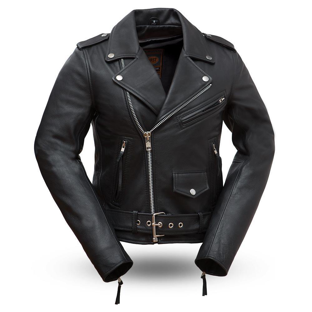 First Manufacturing Rockstar - Women's Motorcycle Leather Jacket, Black - American Legend Rider