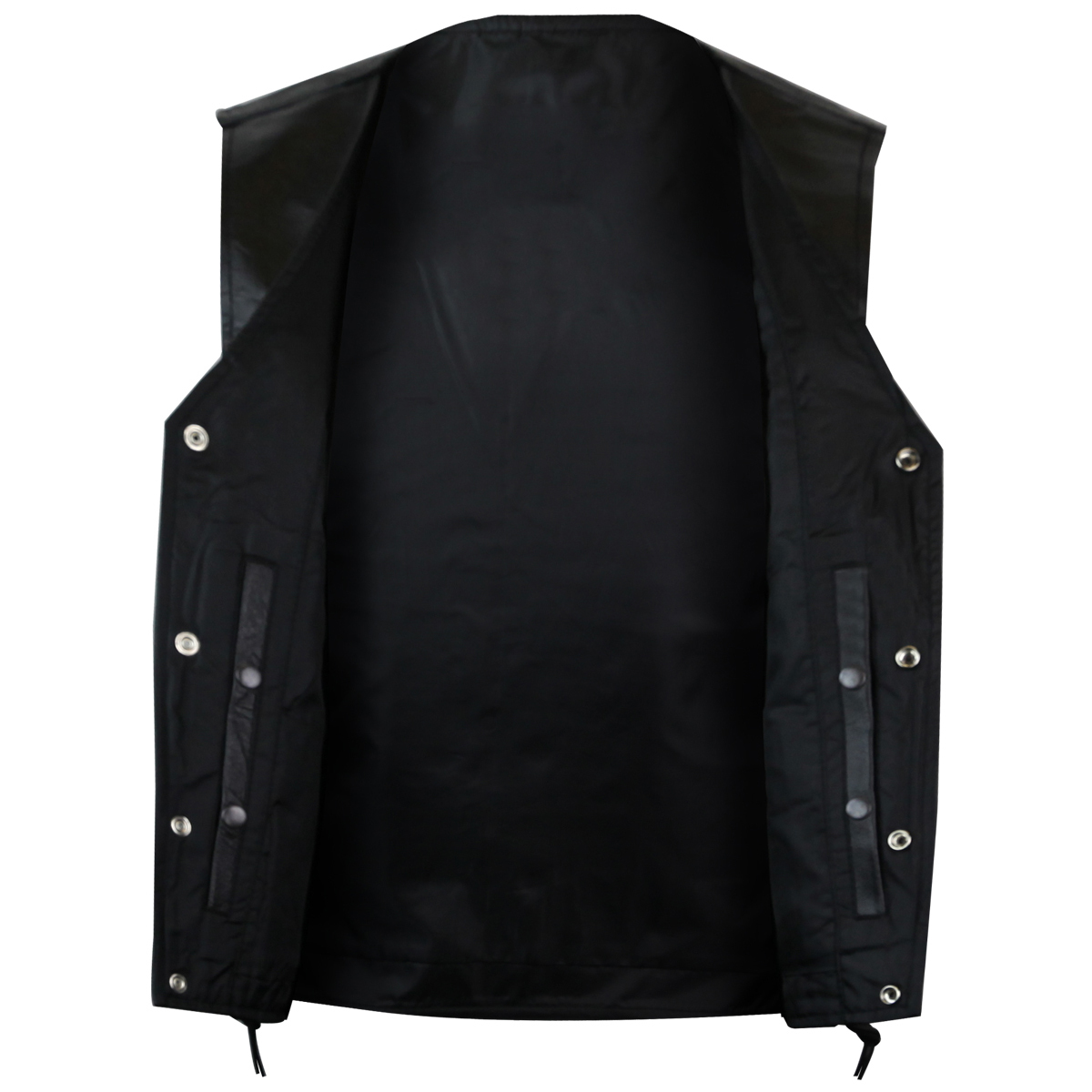 Vance Men's Black Straight Bottom Leather Motorcycle Vest