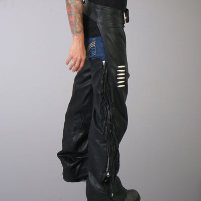 Hot Leathers Ladies Leather Chaps w/Bone & Fringe