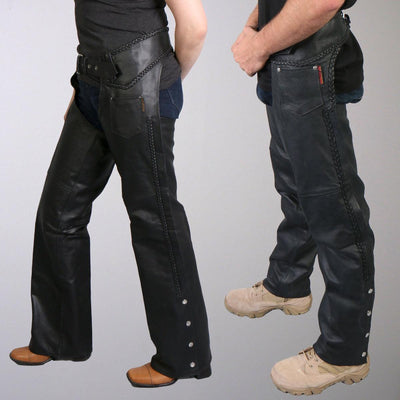 Hot Leathers Unisex Heavyweight Braided Leather Chaps - American Legend Rider