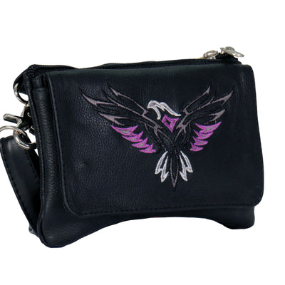 Hot Leathers CPE2006 Tribal Eagle Embroidered Ladies Clip Pouch Purse-8”X5”X1”