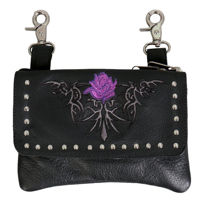 Hot Leathers Embroidered Clip Pouch Purse With Tribal Rose - American Legend Rider